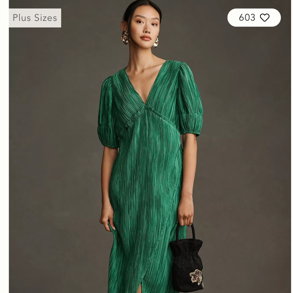 Anthropologie V-neck pleated dress